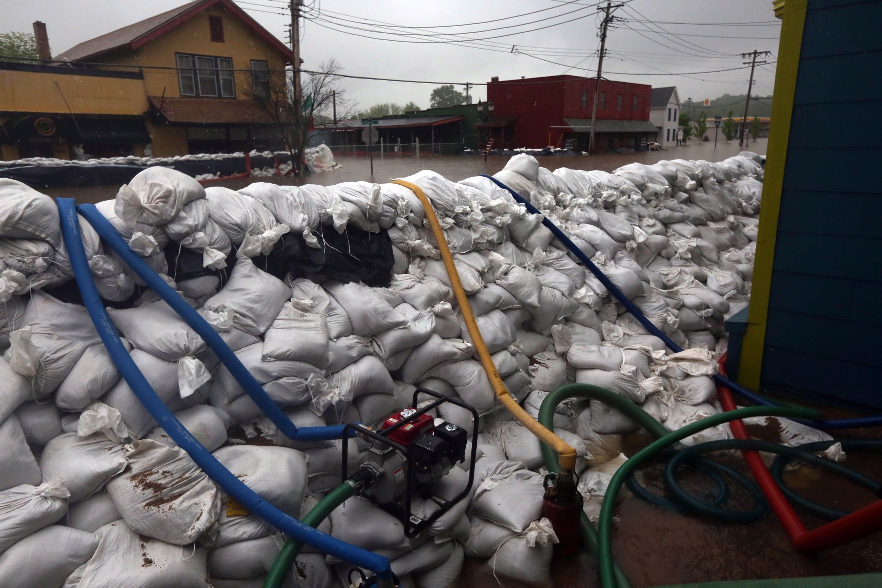 Nearly 200,000 sandbag levee around businesses on South Central Avenue in Eureka holding strong
